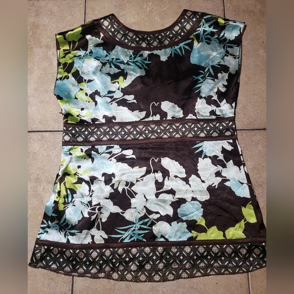 Reitmans Floral Raw Hem Blouse Top Size Large - Picture 2 of 10